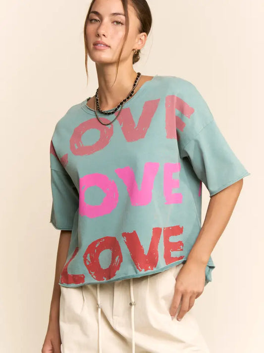 Love Printed Short Sleeve Top