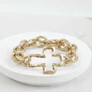 Chunky Chain Cross Bracelet Worn