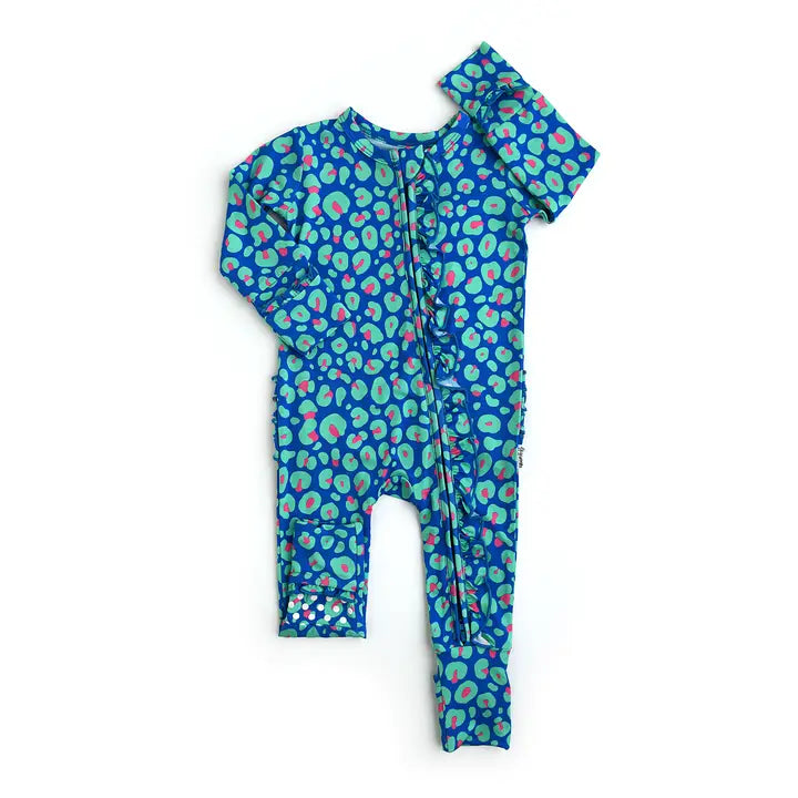 Leopard Ruffle Zip Bamboo Sleeper