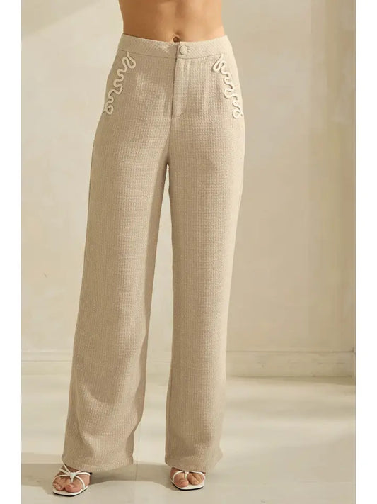 Tweed Pants with Contrast Detail