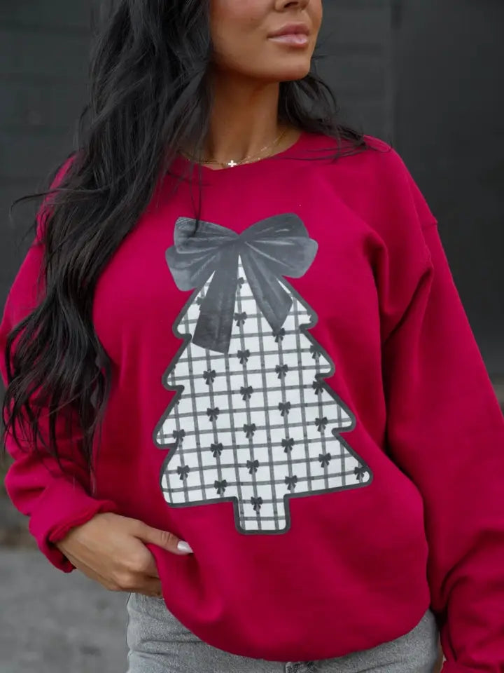 Black White Bow Christmas Tree