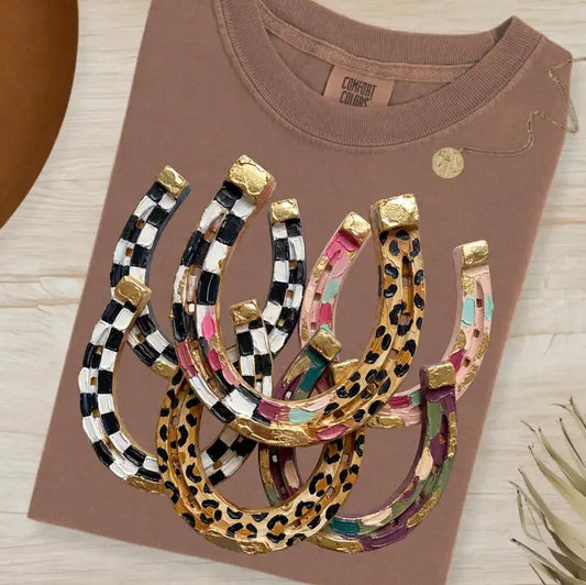 Oil Painted Horseshoes Faux Graphic Tee