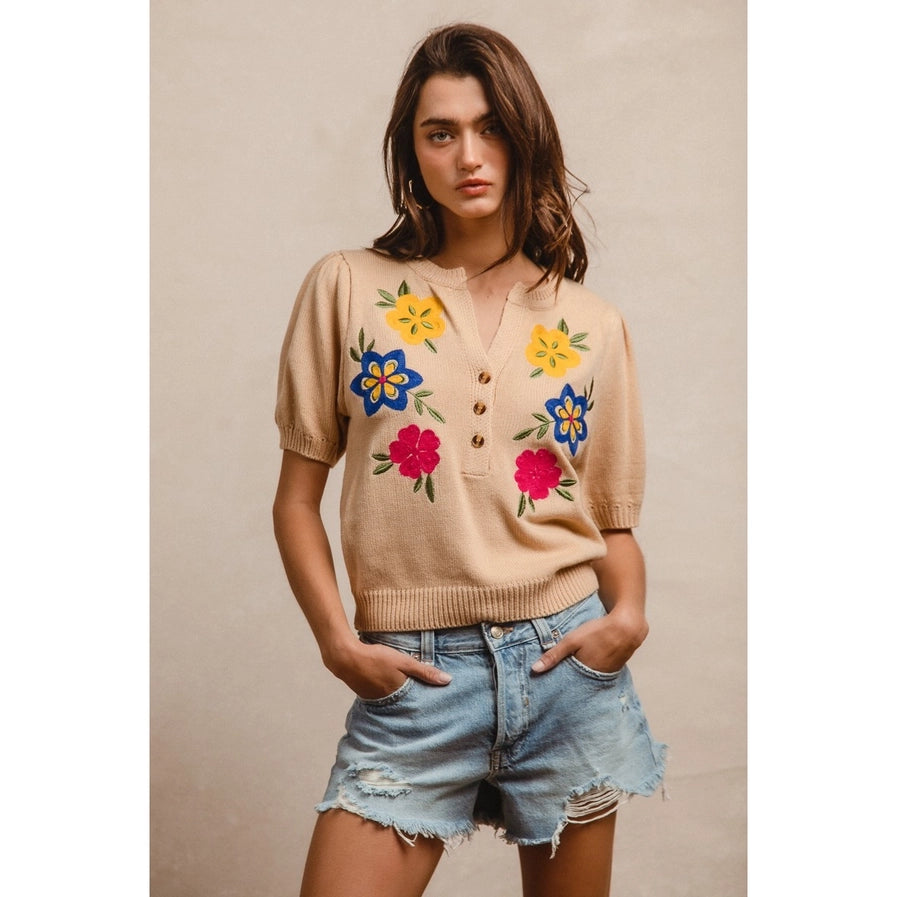 Flower Embroidery Top