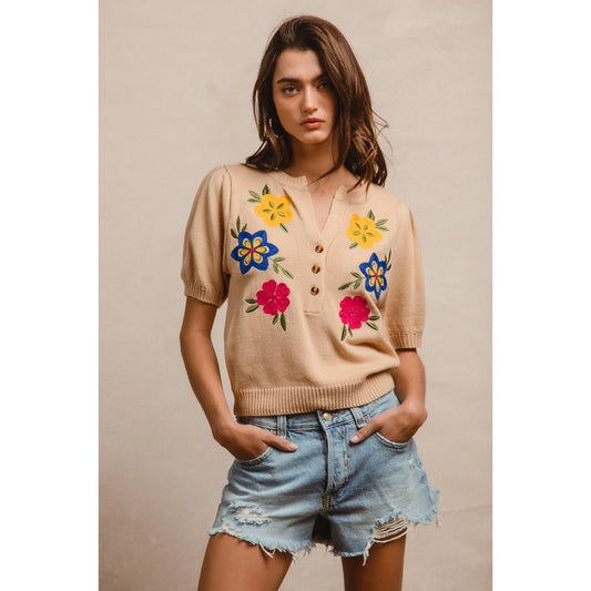 Flower Embroidery Top