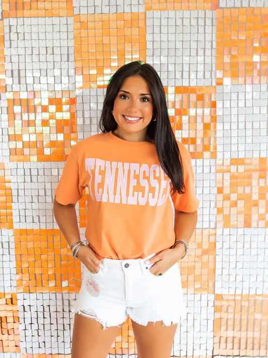 Orange with Pink “Tennessee” Letters T-Shirt