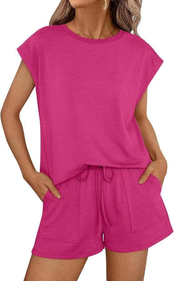 Summer Round Neck Loose Short Sleeve Two-Piece Set
