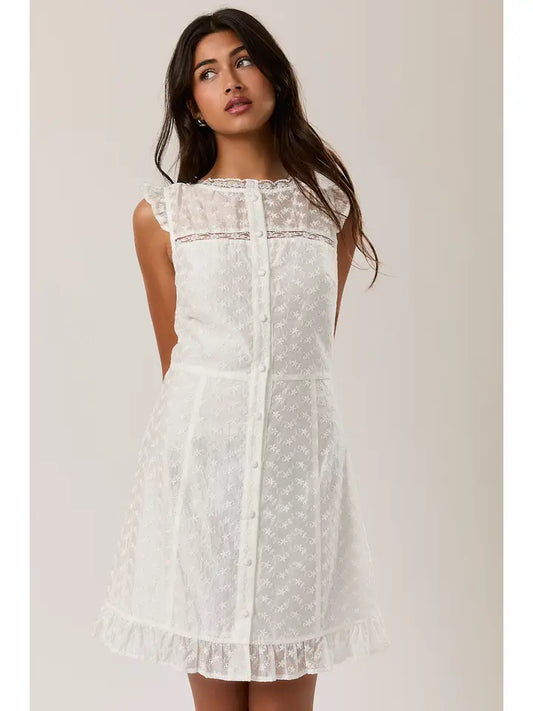 Eyelet Lace Trim Mini Dress