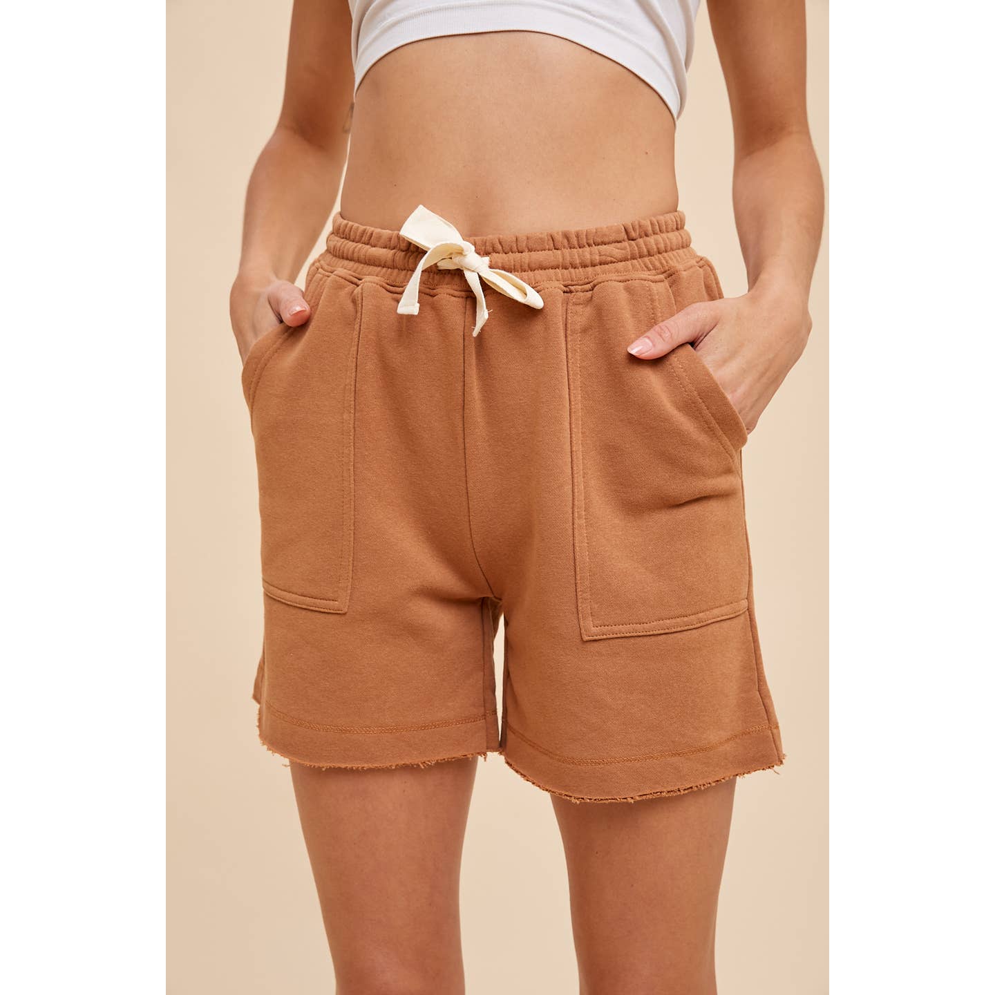 Garment Washed Cotton French Terry Shorts