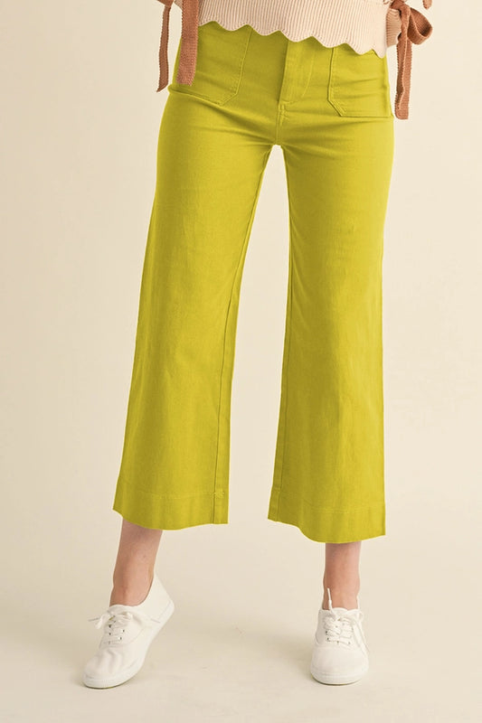 High Waist Cropped Wide Leg Pants