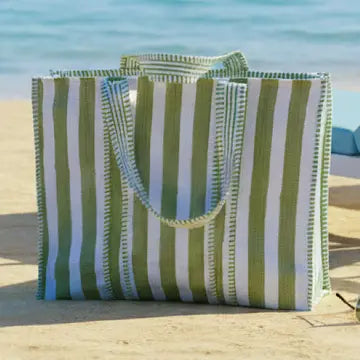 Dune Green and Blue Striped Tote Bag