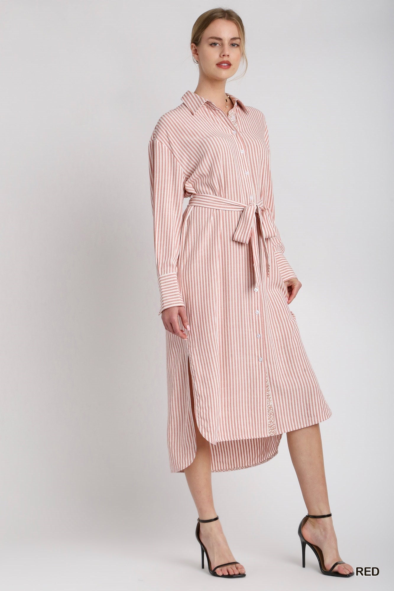 Stripe Button Down Shirt Dress