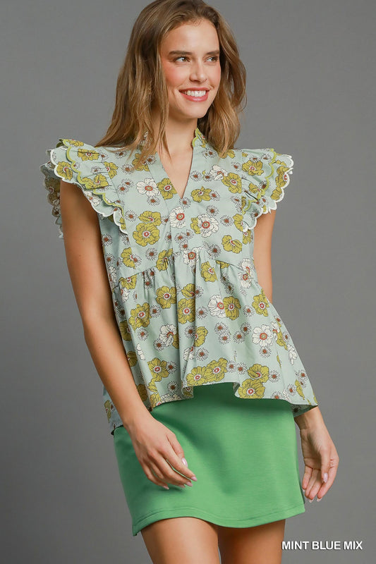Floral Print Peplum Top