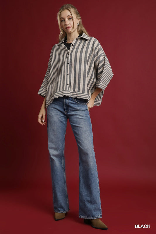 Mixed Stripe Button Down Shirt