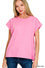 Round neck folded short sleeve t-shirt