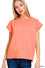 Round neck folded short sleeve t-shirt