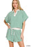 Zenana Striped collared top & shorts set