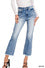 High rise straight raw hem cropped denim pants MEDIUM WASH