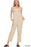 Washed knot strap relaxed fit overalls