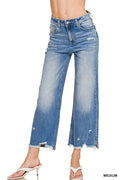 DISTRESSED RAW HEM DENIM PANTS