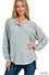 Brushed melange hacci oversized 7-button henley placket sweater
