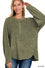 Brushed melange hacci oversized 7-button henley placket sweater