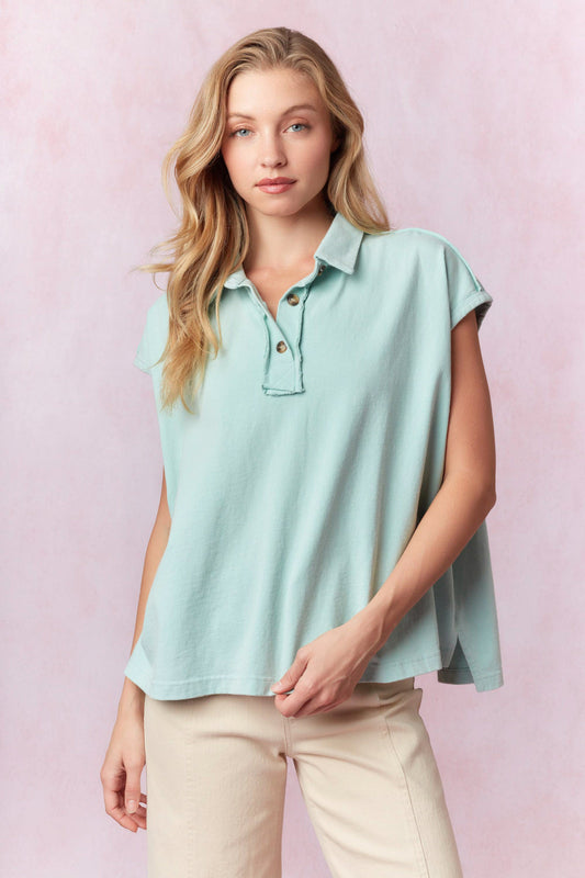 Mineral Washed Sleeveless Polo