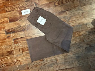Acid washed high waist frayed hem bootcut pants DMP-1847A