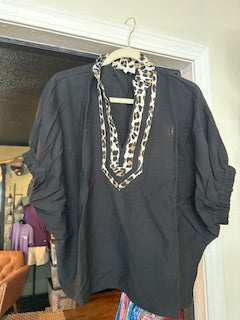 Black & Leopard Blouse