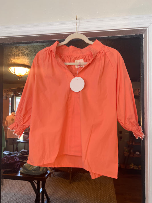 Scalloped Puff Sleeve Blouse