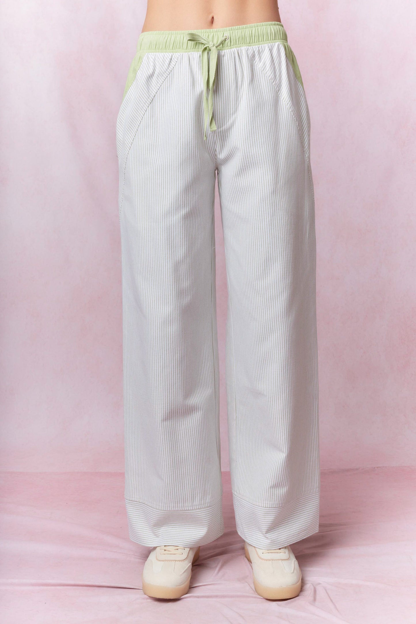 Waist Tie Detail Stripe Pants