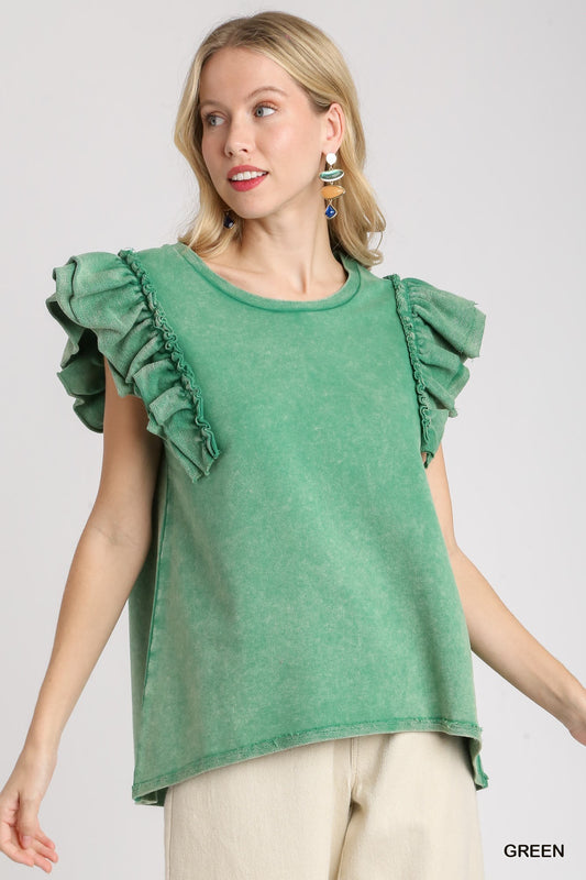 Mineral Wash Round Neck Top