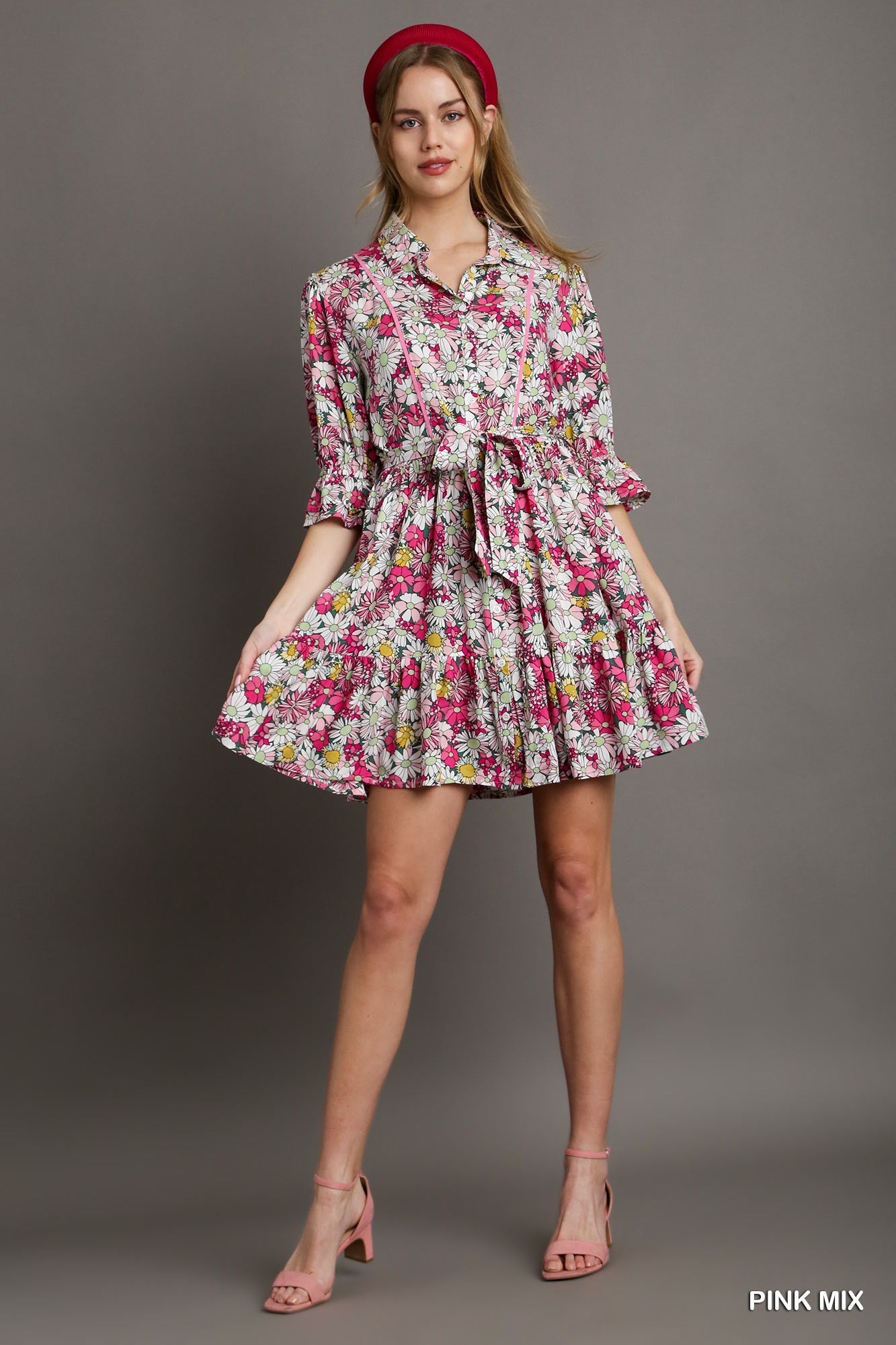 Floral Print A-Line Collared Dress