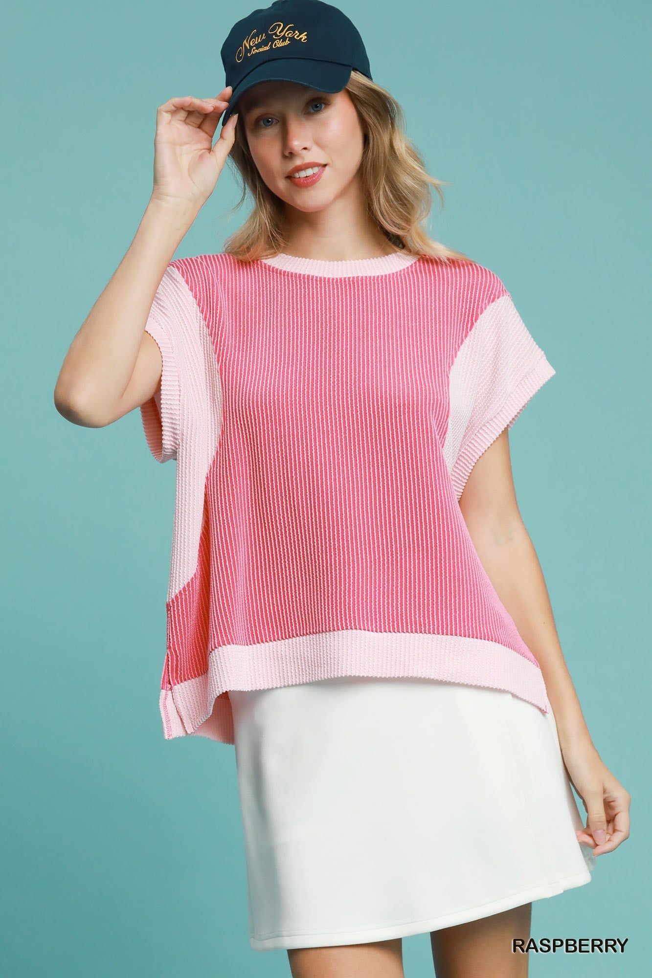 Textured ColorBlock Top