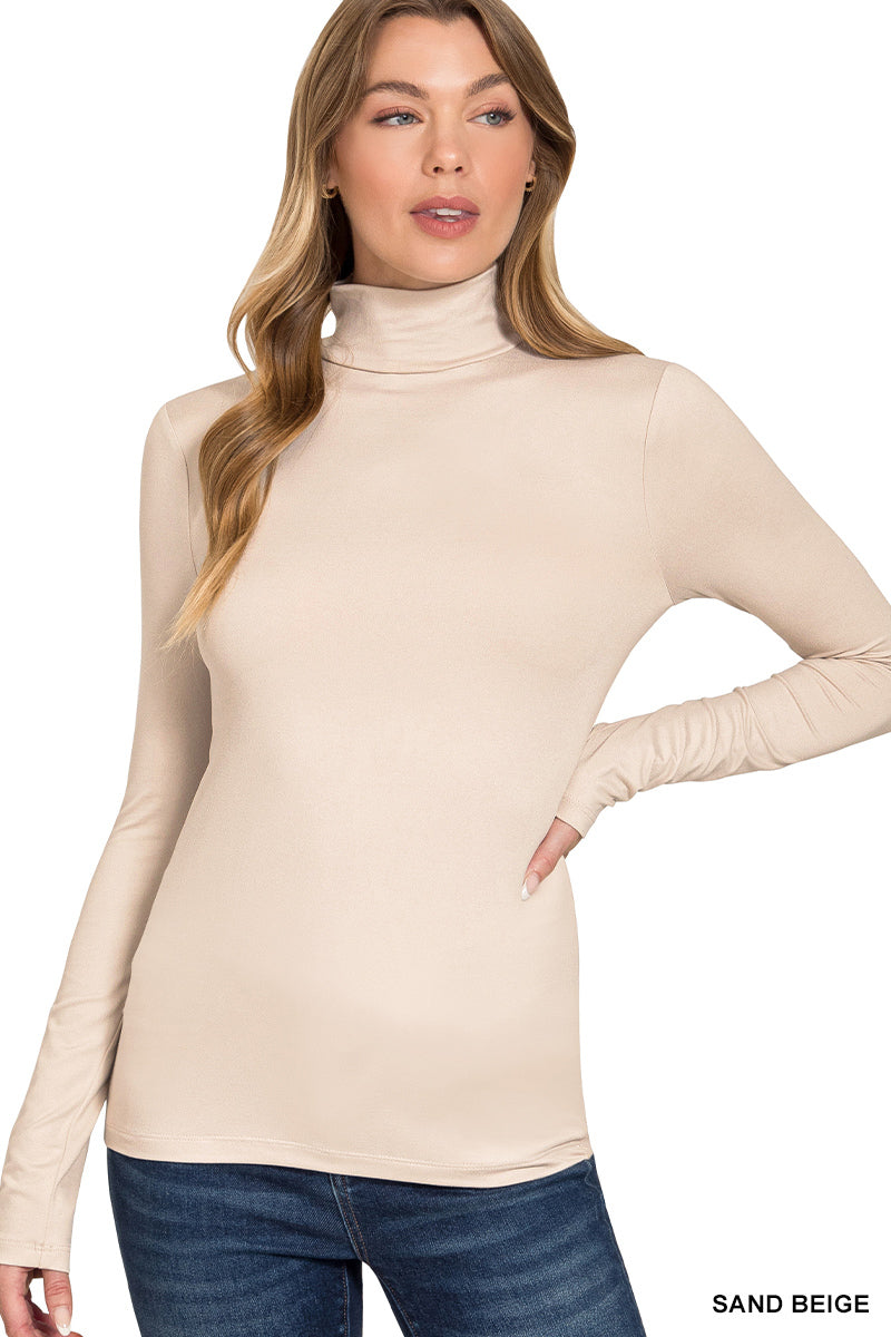 Premium microfiber mock neck top