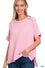 Zenana Raised rib cuff sleeve raw edge top