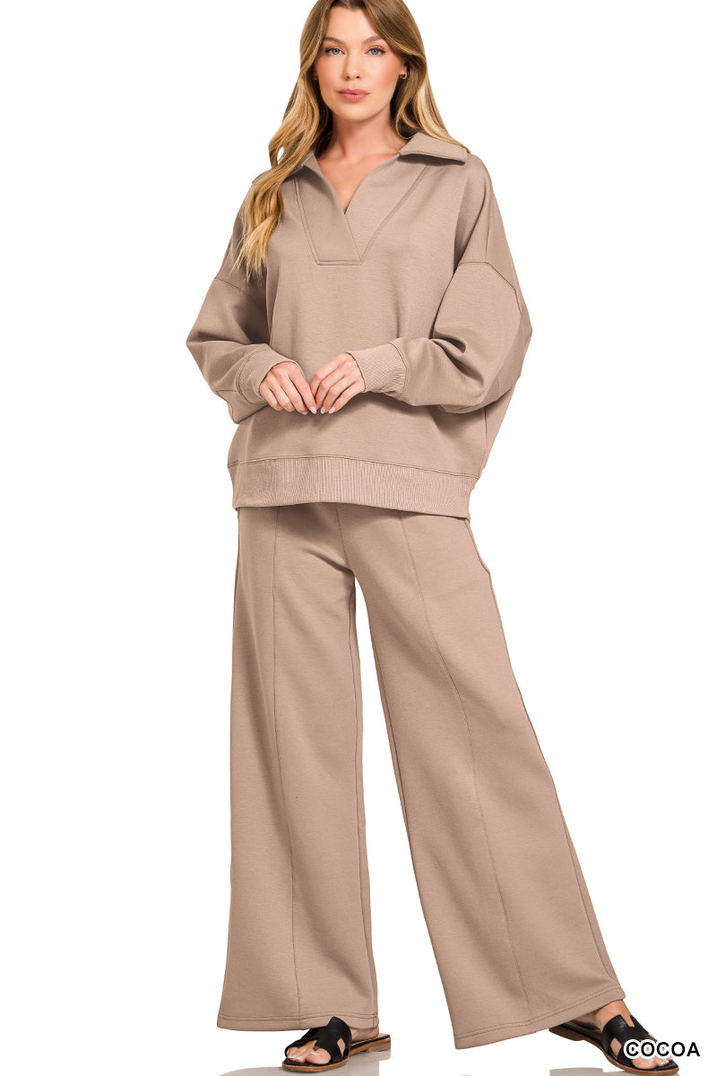 Scuba collared pullover & pants set