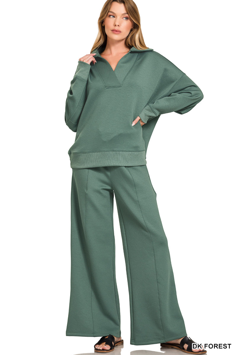 Scuba collared pullover & pants set