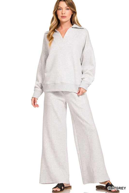 Scuba collared pullover & pants set