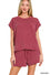Zenana Raised rib cap sleeve top & shorts set