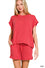 Zenana Raised rib cap sleeve top & shorts set