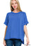 Zenana Raised rib cuff sleeve raw edge top