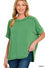 Zenana Raised rib cuff sleeve raw edge top