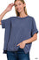 Zenana Raised rib cuff sleeve raw edge top