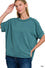 Zenana Raised rib cuff sleeve raw edge top