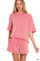 Zenana Raised rib striped tee & shorts set
