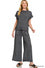 Zenana Ribbed acid wash rayon top & pants set