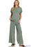 Zenana Ribbed acid wash rayon top & pants set