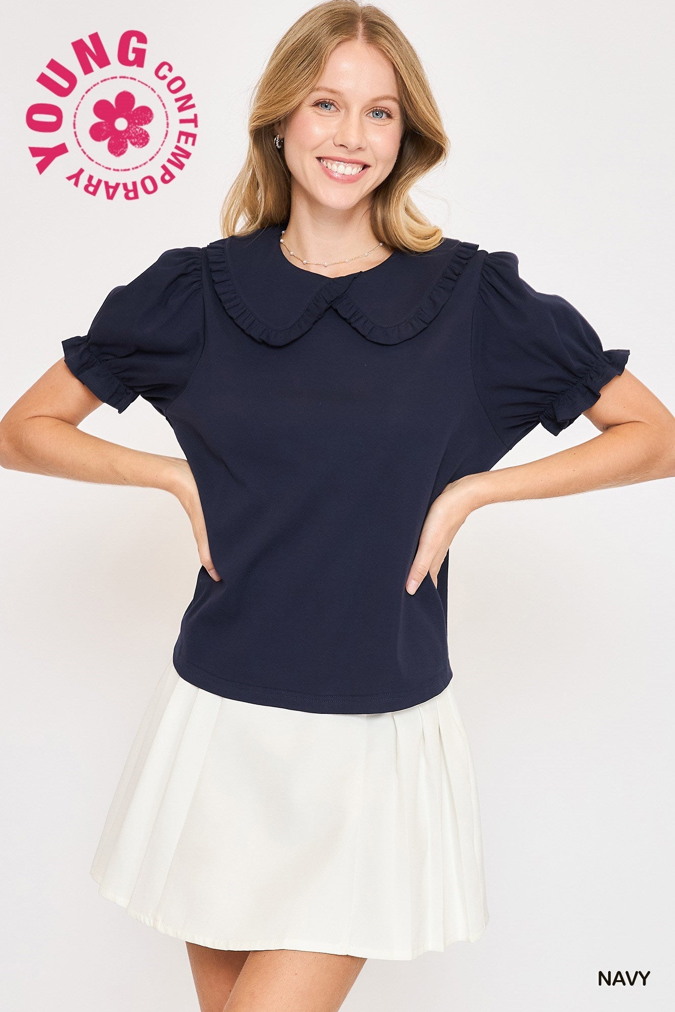 Ruffled Peter Pan Collared Top