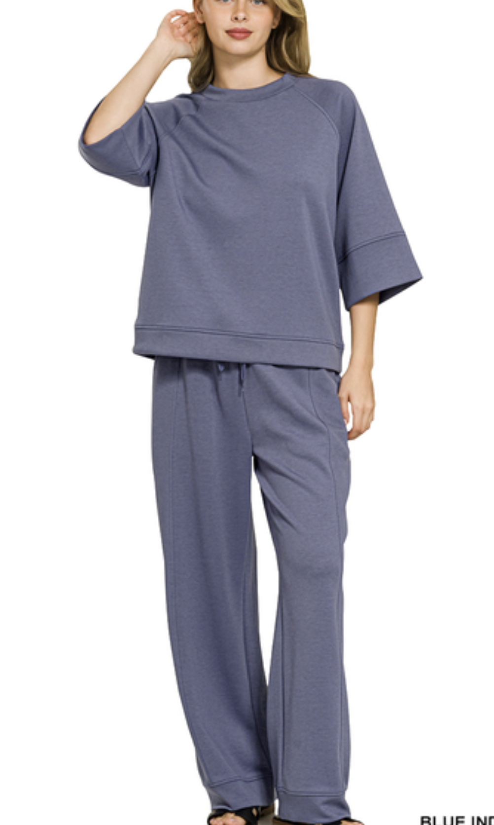 Scuba 3/4 sleeve pullover & pants set - ZENANA ROTP-4149Y