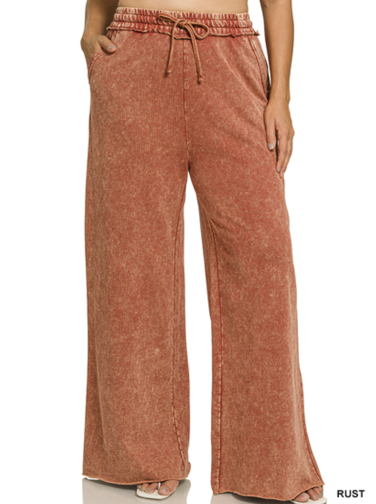 Plus Size washed French terry sweatpants - ZENANA TPW-5376X5